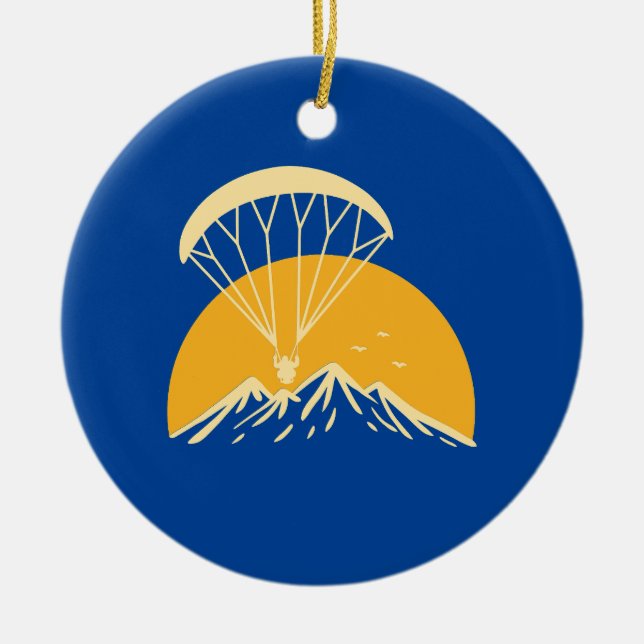 Paramotoring Retro Keramik Ornament (Vorne)