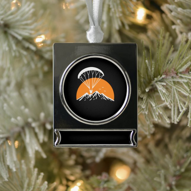 Paramotoring Retro Vintag Banner-Ornament Silber (Baum)