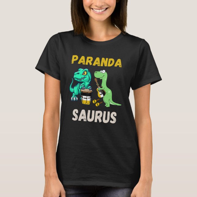 Parandasaurus Dinosaurs Playing Garifuna Drum And  T-Shirt (Vorderseite)