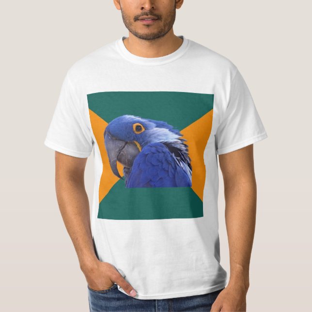 Paranoides Papageien-Vogel-Ratetier Meme T-Shirt (Vorderseite)