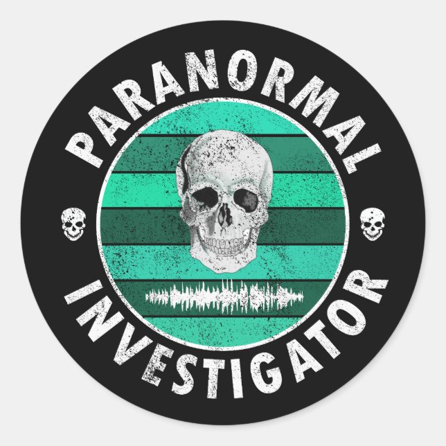 Paranormal Investigator Skull Runder Aufkleber (Vorderseite)