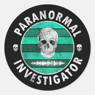 Paranormal Investigator Skull Runder Aufkleber