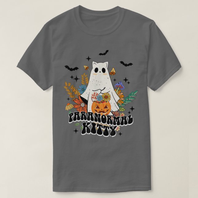 Paranormal Kitty Hippie Retro Halloween Kostüm Ca T-Shirt (Design vorne)