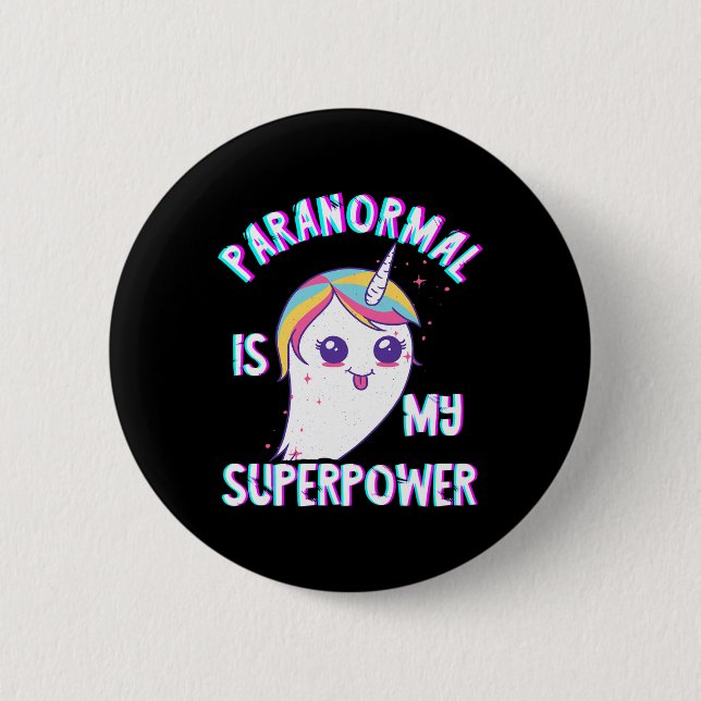 Paranormal Superpower Geist Unicorn Geisterjagd Button (Vorderseite)