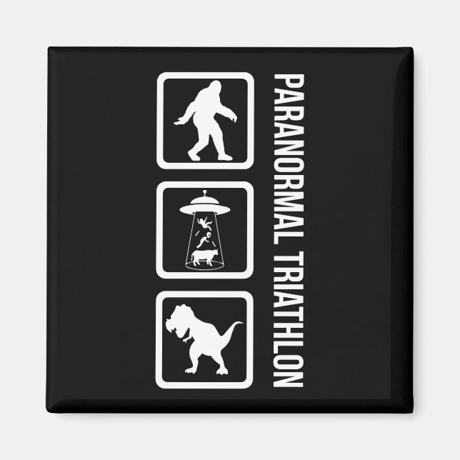 Paranormal Triathlon - Funny Cryptozoology Magnet (Vorne)