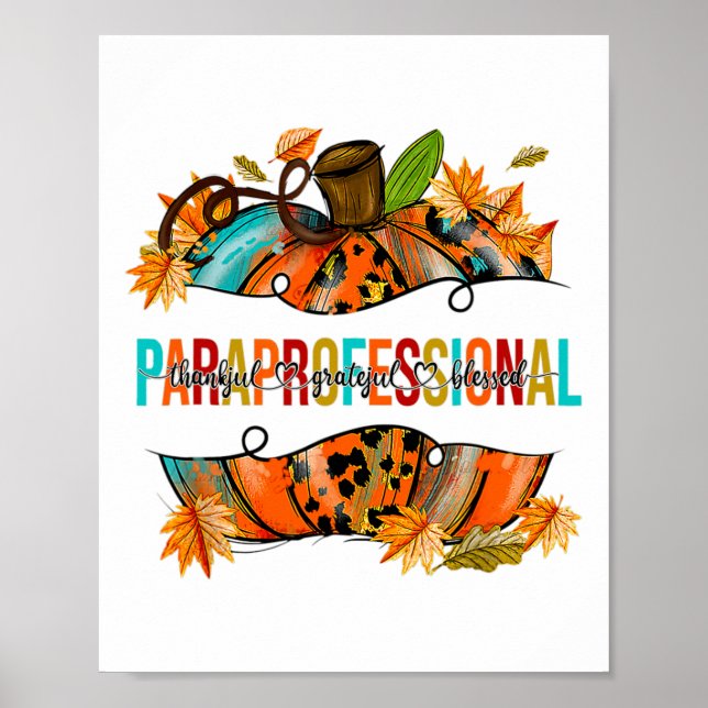 Paraprofessional Happy Fall Y’all Pumpkin Para Tee Poster (Vorne)
