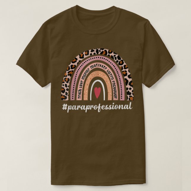 Paraprofessional Life Boho Leopard Regenbogen Zurü T-Shirt (Design vorne)