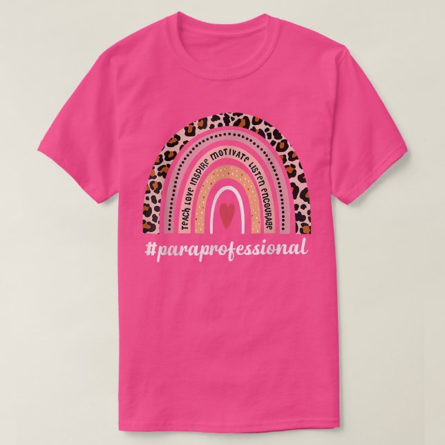 Paraprofessional Life Boho Leopard Regenbogen Zurü T-Shirt (Design vorne)