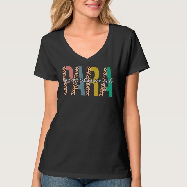 Paraprofessional Life Teacher Leopard Halbtext T-Shirt (Vorderseite)