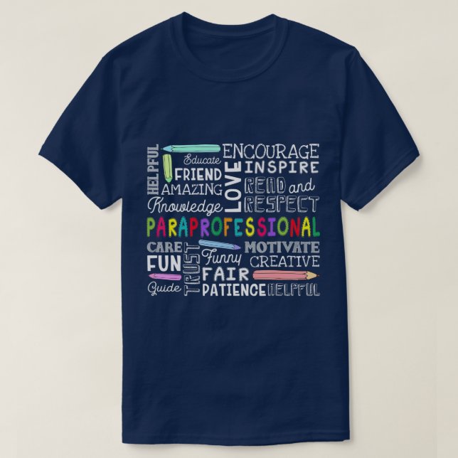Paraprofessional Word Cloud Geschenk Paraprofessio T-Shirt (Design vorne)