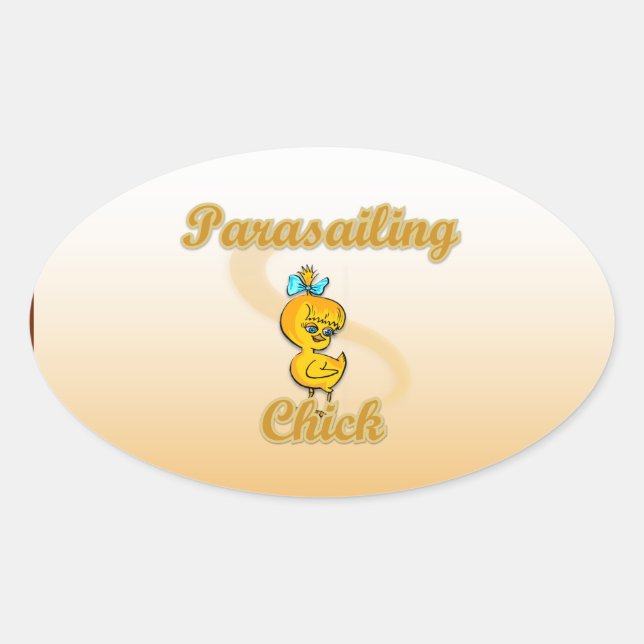 Parasailing Chick Ovaler Aufkleber (Vorderseite)