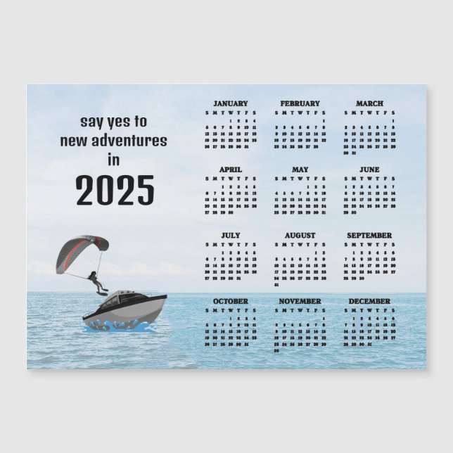 Parasailing Design 2025 Kalender Magnetkarte (Vorderseite)