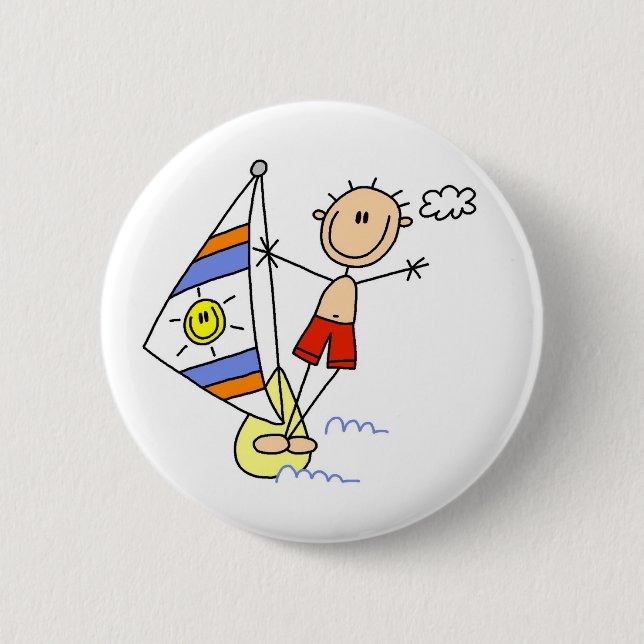 Parasailing-Strichmännchen Button (Vorderseite)