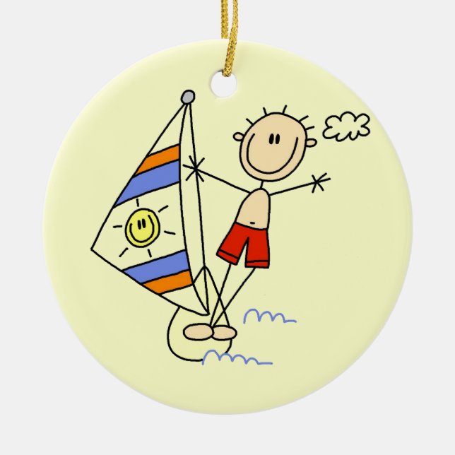 Parasailing Strichmännchen Keramikornament (Vorne)