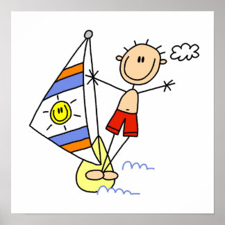 Parasailing Strichmännchen Poster