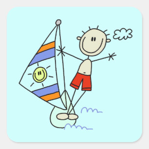 Parasailing-Strichmännchen Quadratischer Aufkleber