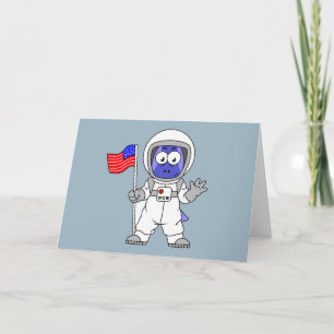 Parasaurolophus Astronautin mit amerikanischer Fla Karte