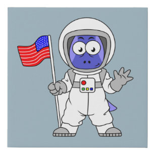 Parasaurolophus Astronautin mit amerikanischer Fla Künstlicher Leinwanddruck