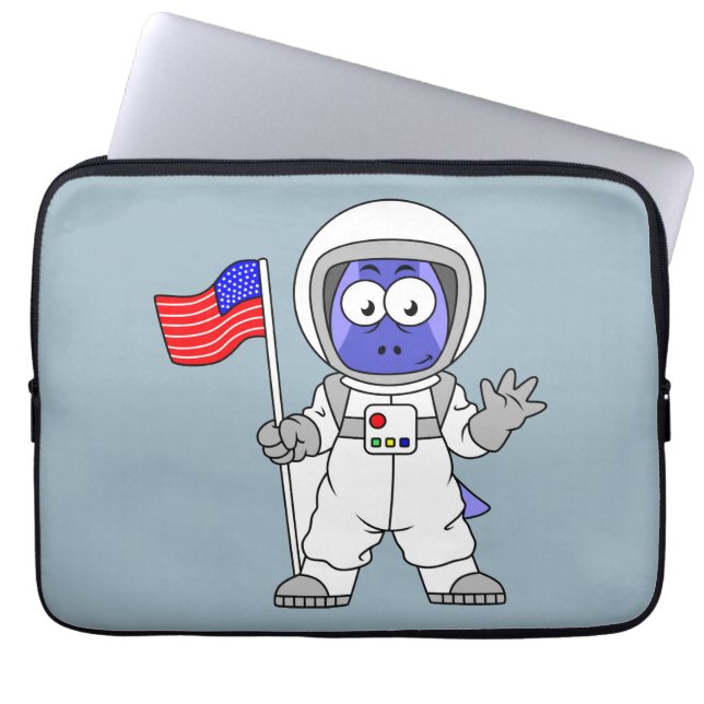 Parasaurolophus Astronautin mit amerikanischer Fla Laptopschutzhülle (Vorderseite)