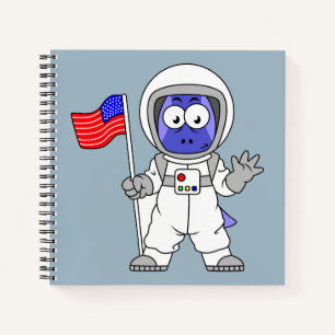 Parasaurolophus Astronautin mit amerikanischer Fla Notizbuch