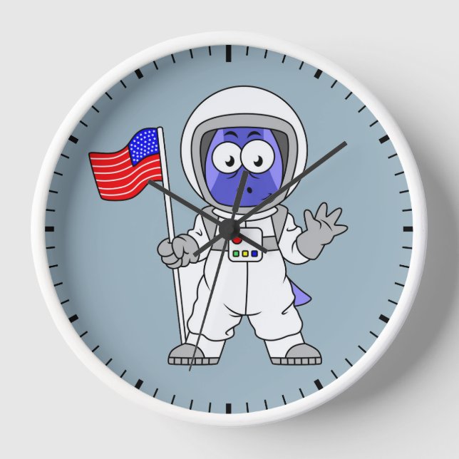 Parasaurolophus Astronautin mit amerikanischer Fla Uhr (Vorderseite)