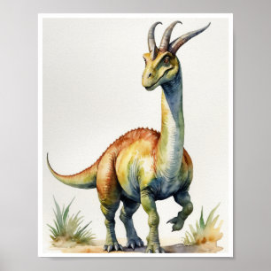 Parasaurolophus Dinosaurier Aquarellmalerei Kunst Poster