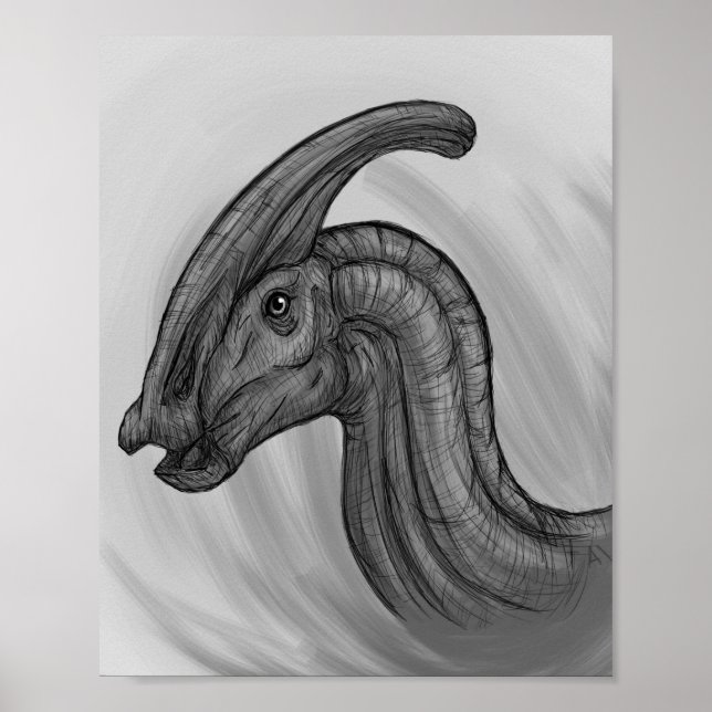 Parasaurolophus Sketch Poster (Vorne)