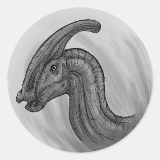 Parasaurolophus Sketch Runder Aufkleber (Vorderseite)