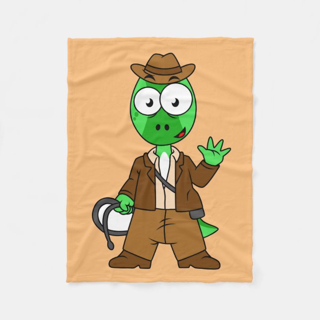 Parasaurolophus, verkleidet als Indiana Jones. Fleecedecke (Vorderseite)