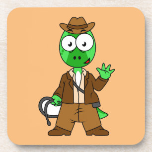 Parasaurolophus, verkleidet als Indiana Jones. Getränkeuntersetzer