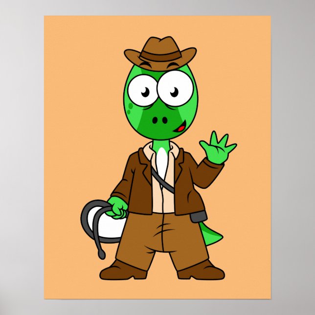 Parasaurolophus, verkleidet als Indiana Jones. Poster (Vorne)