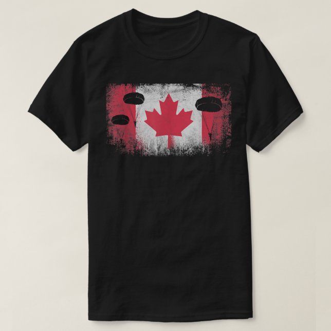 Paratrooper Kanada Flagge Im Flugzeug Infanterie T-Shirt (Design vorne)