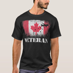 Paratrooper Veteran Canada Flag Im Flugzeug T-Shirt