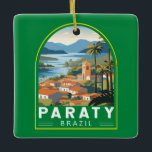 Paraty Brazil Travel Art Vintag Keramikornament<br><div class="desc">Paraty Retro Vektor Reise Design. Paraty ist eine kleine Stadt mit Bergen an der brasilianischen Costa Verde,  zwischen Rio de Janeiro und São Paulo.</div>