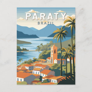 Paraty Brazil Travel Art Vintag Postkarte
