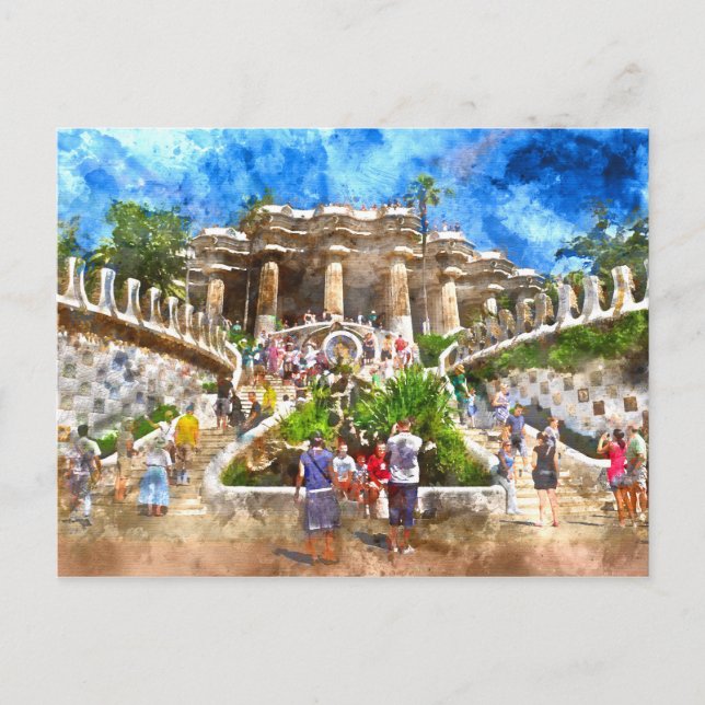 Parc Guell in Barcelona Spanien Postkarte (Vorderseite)