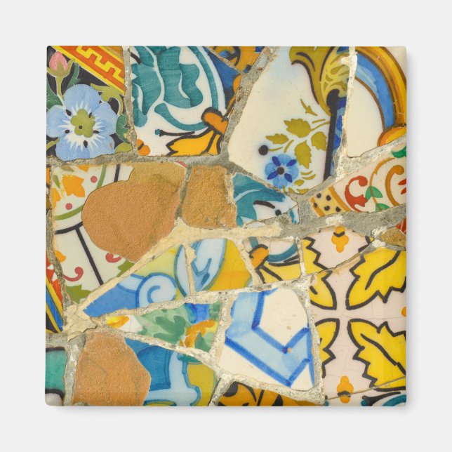 Parc Guell Yellow Keramik Tiles in Barcelona Spani Magnet (Vorne)
