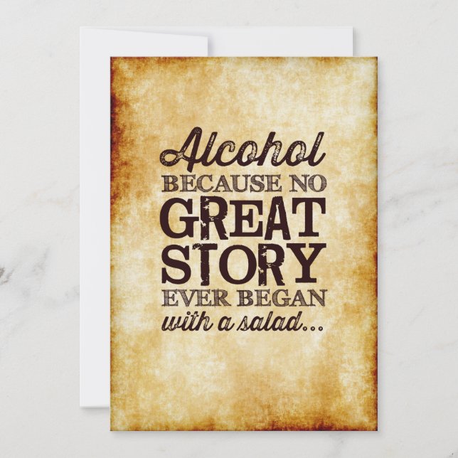 Parchment 12x18 Table Zeichen Alkohol weil Einladung (Vorderseite)