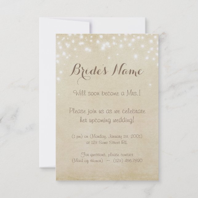 Parchment Sparkle Dusche Einladung (Rückseite)