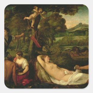 Pardo Venus oder Jupiter und Antiope Quadratischer Aufkleber