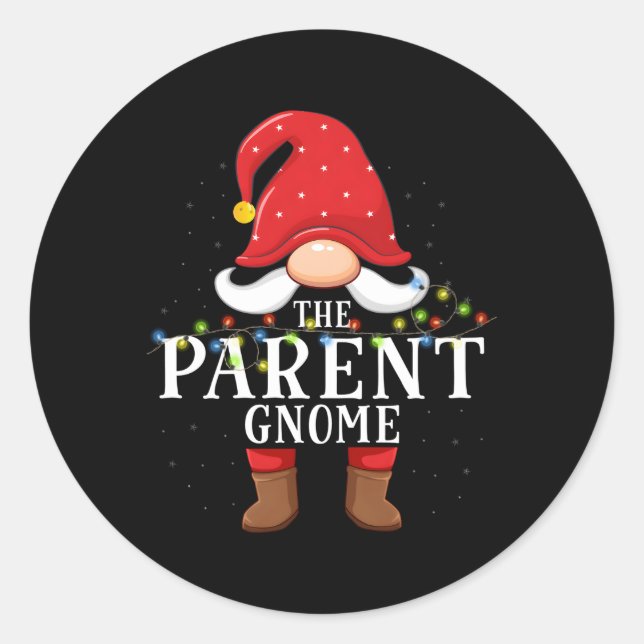 Parent Gnome Family Pajama Runder Aufkleber (Vorderseite)