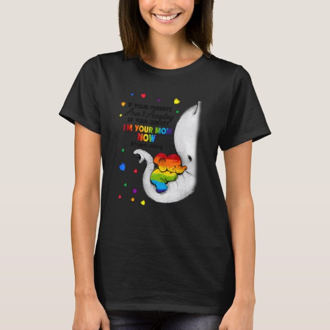 Parents Accepting Im Your Mom Now Elephant LGBTQ G T-Shirt (Vorderseite)