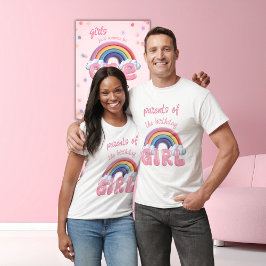 Parents Birthday Girl Rainbow First Birthday T-Shirt