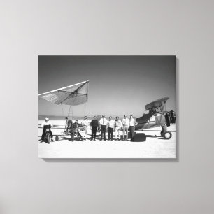 Paresev 1-A und Schleppseil Flugzeug mit Crew und Leinwanddruck