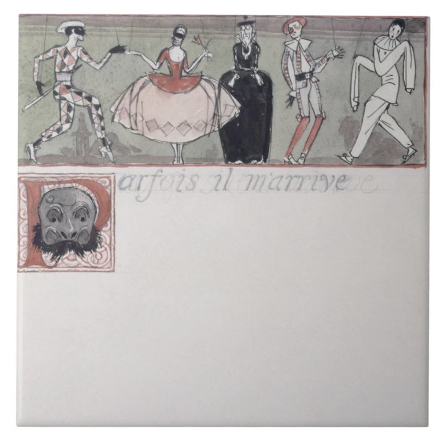 "Parfois IL m'arrive" (Tinte und w/c auf Papier) Fliese (Vorderseite)