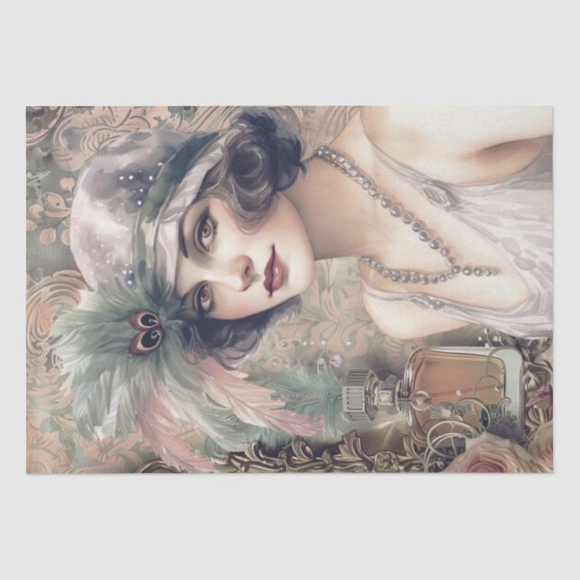Parfüm Flapper Girl Art Deco Seidenpapier (Vorderseite)