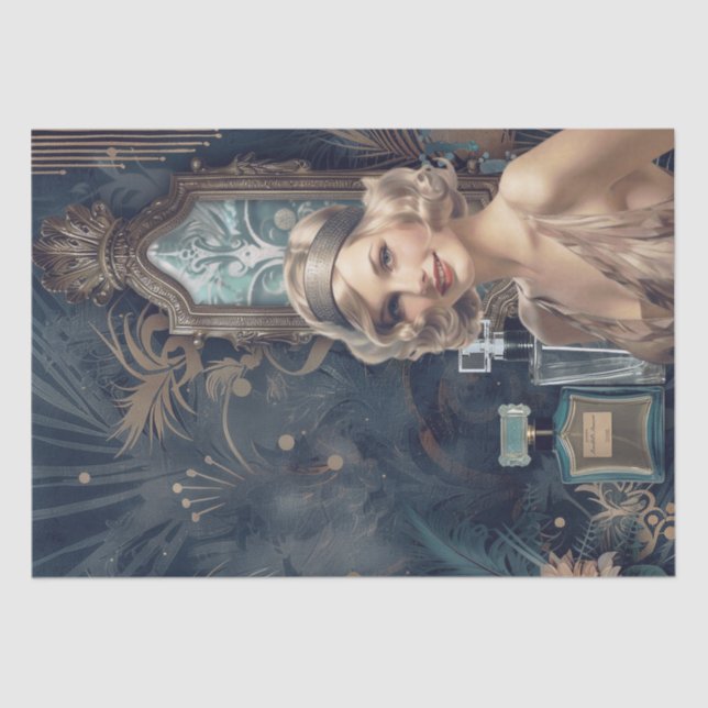 Parfüm Flapper Girl Art Deco Seidenpapier (Vorderseite)