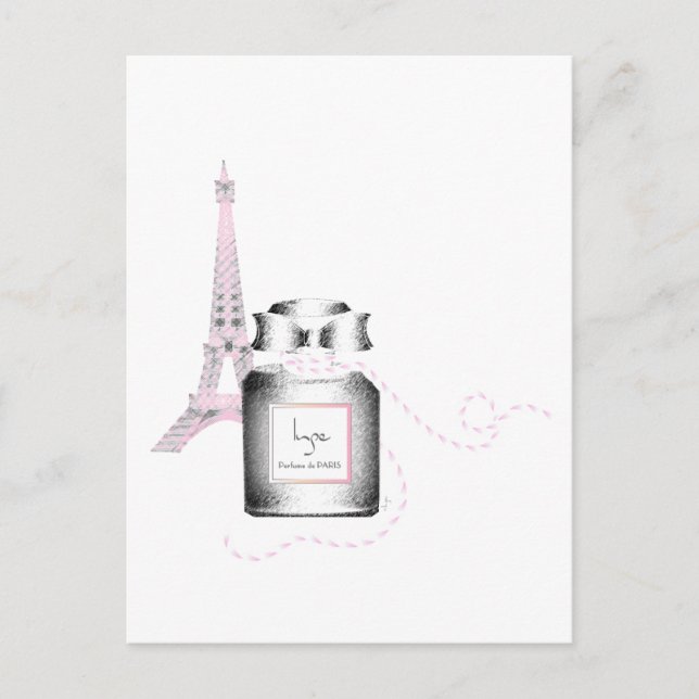 Parfum Flasche mit Eiffelturm und Seife Postkarte (Vorderseite)