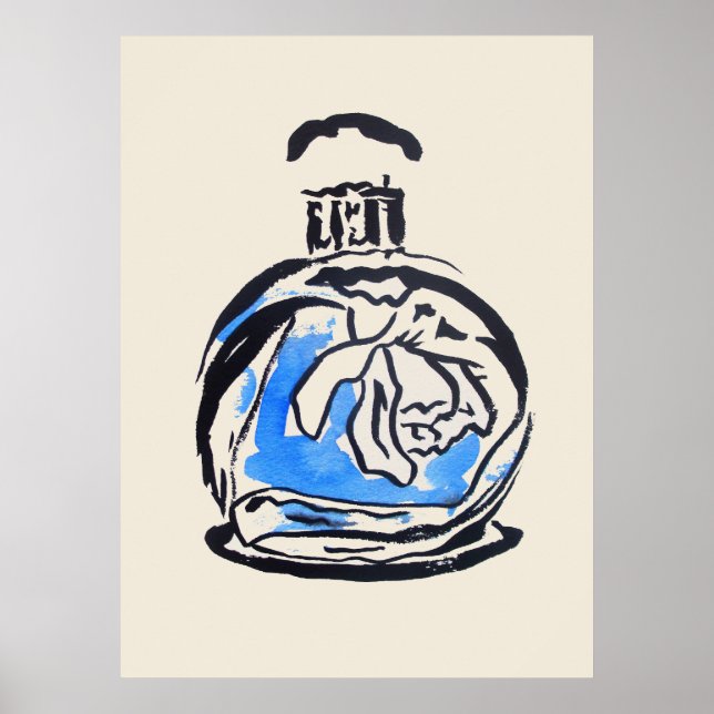Parfüm Flasche Mode Aquarell Illustration Poster (Vorne)