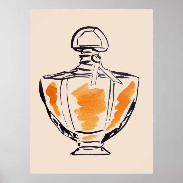 Parfüm Flasche Mode Aquarell Illustration Poster (Vorne)